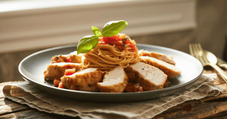 perfectly plated chicken tenderloin meal
