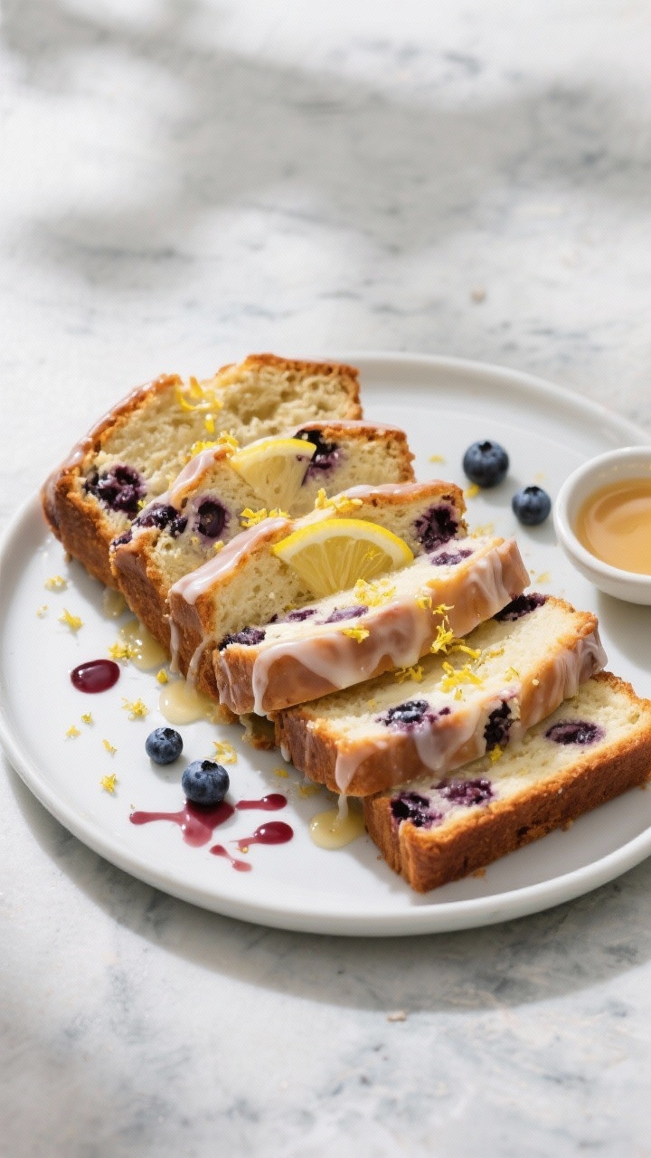 Final presentation: Overhead, bakery-worthy slice arrangement—several neatly cut slices of blueber