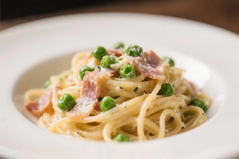 Spaghetti Carbonara With Peas – Creamy, Comforting, and Weeknight-Friendly